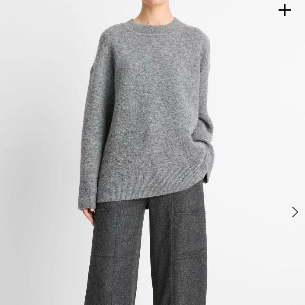 vince textured soft sculpted crew neck sweater M grey